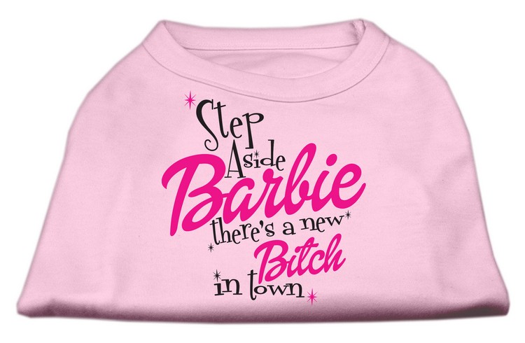 New Bitch in Town Screen Print Dog Shirt Light Pink Lg